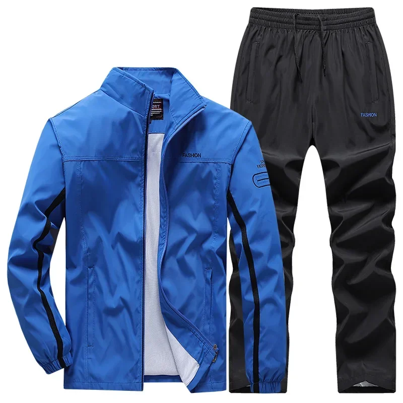 Men\'s Casual Tracksuit Long Sleeve Gym Running Jogging Sweatsuit Athletic Sports Set Outdoor Jackets+Pants Basketball Track Suit