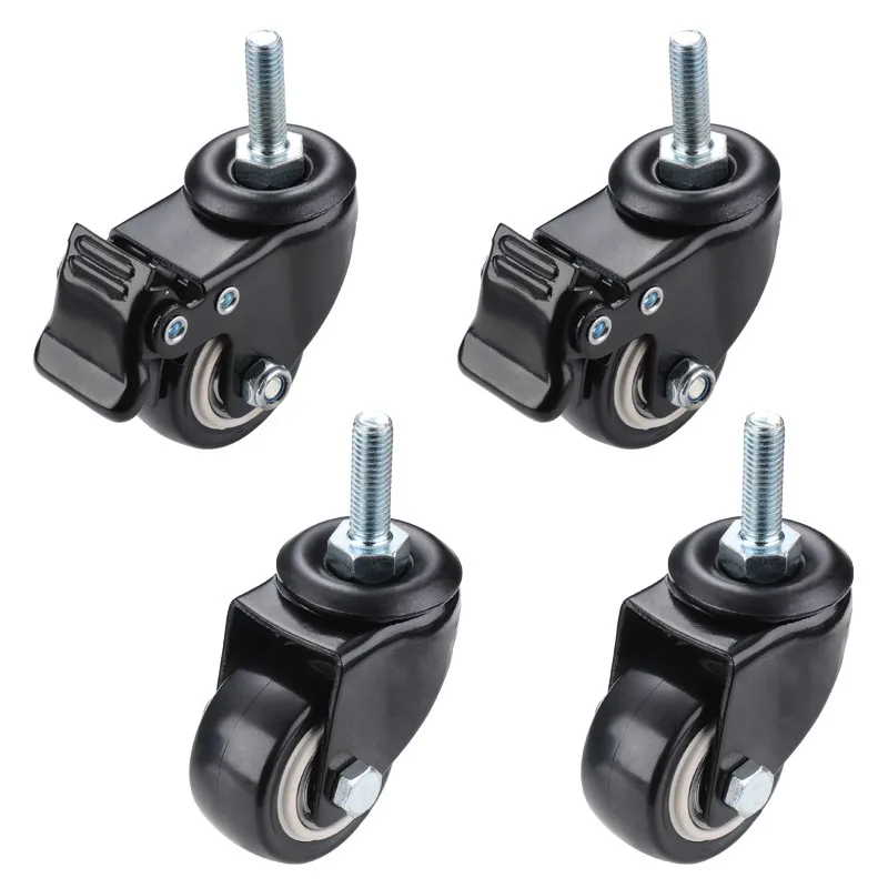 

4Pcs Furniture Caster Heavy Duty 180kg 1.5 inch M10 M8 Screw 40mm Chair Sofa Swivel Castor Rubber Wheels Trolley Brake