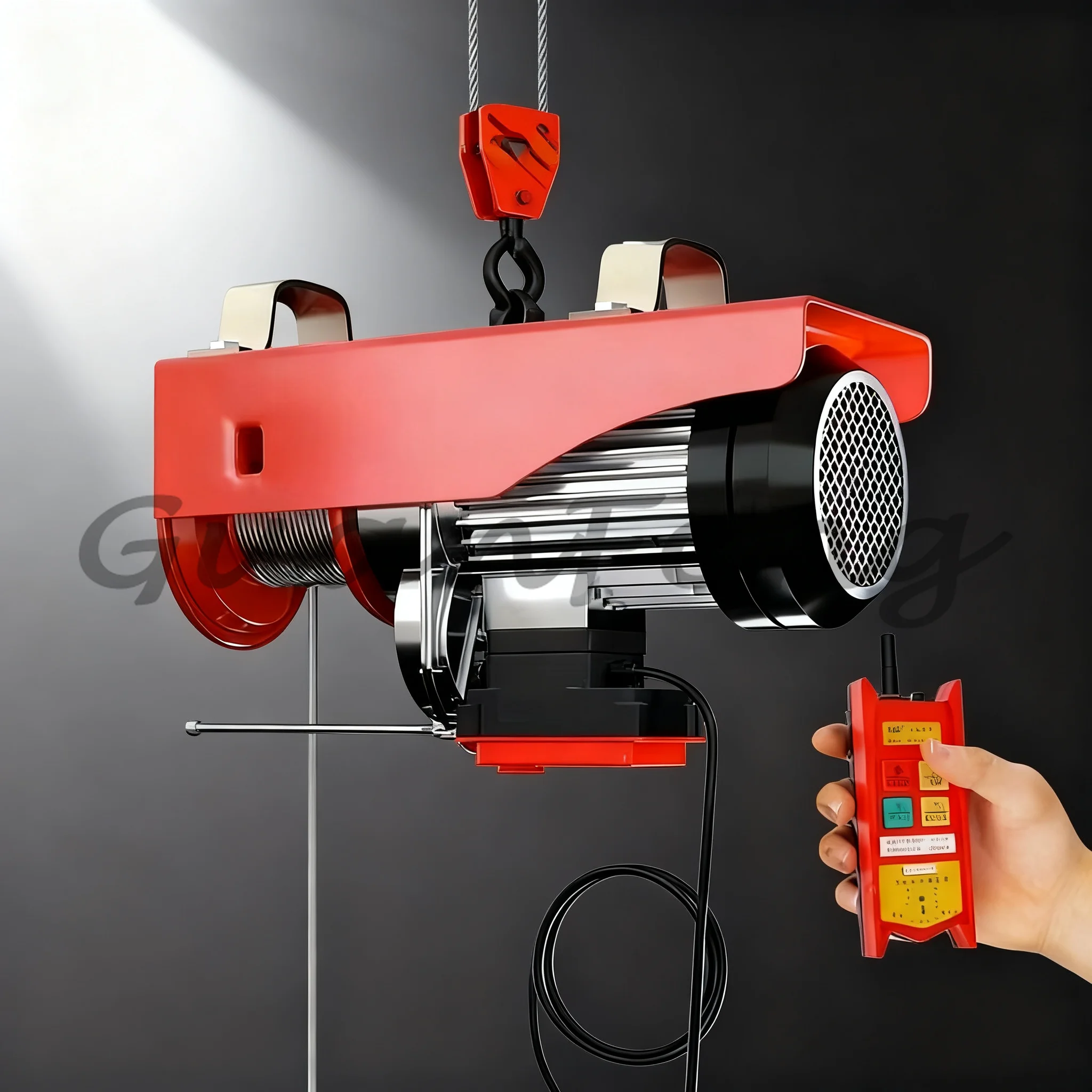PA500 PA600 220V Remote Control Electric Wire Rope Hoist, Household Roof Mount Winch Lifting Machinery