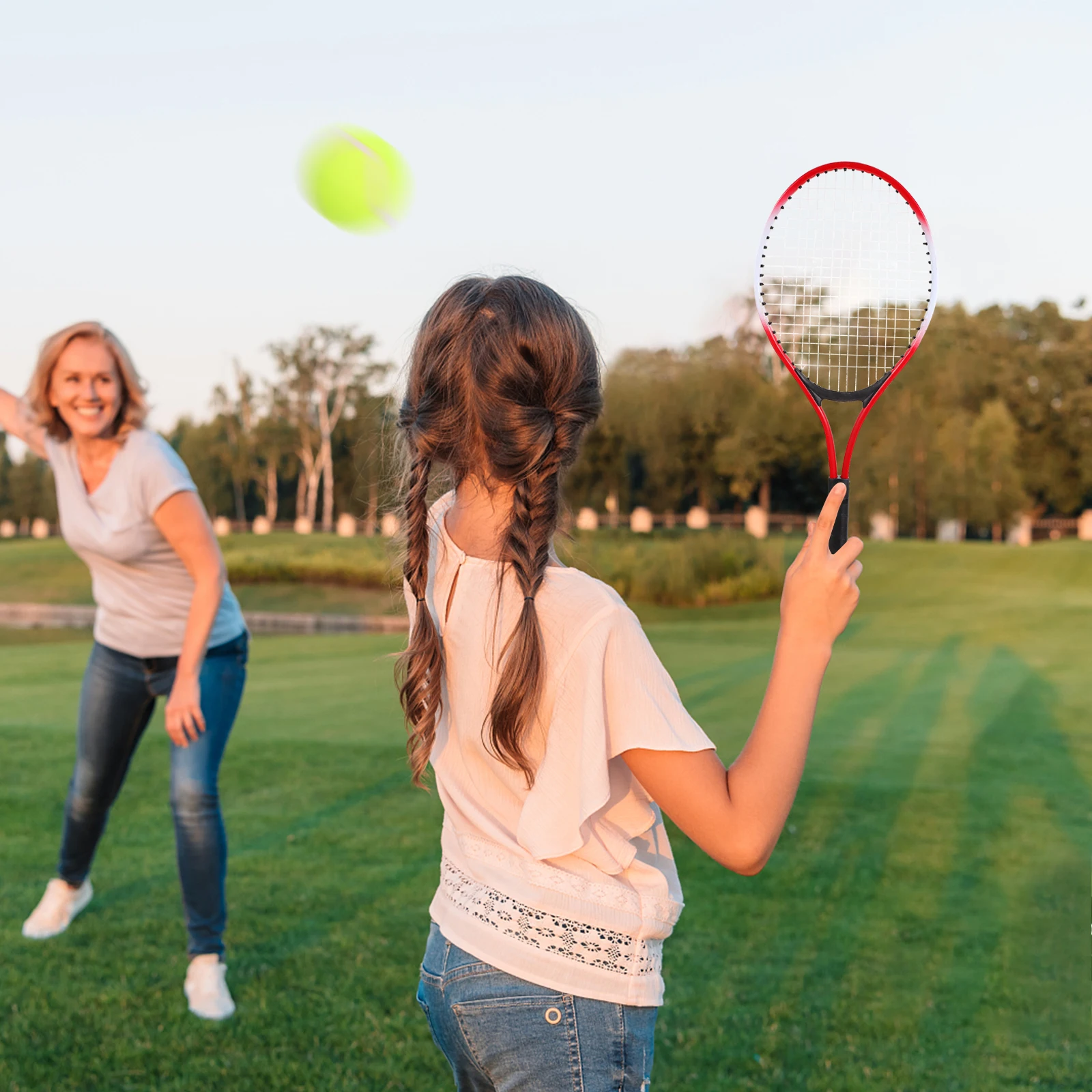 

1 set Tennis Racket Set Lightweight Durable Oval Head Easy Swing For Beginners With Ball Storage Bag Outdoor Sports For