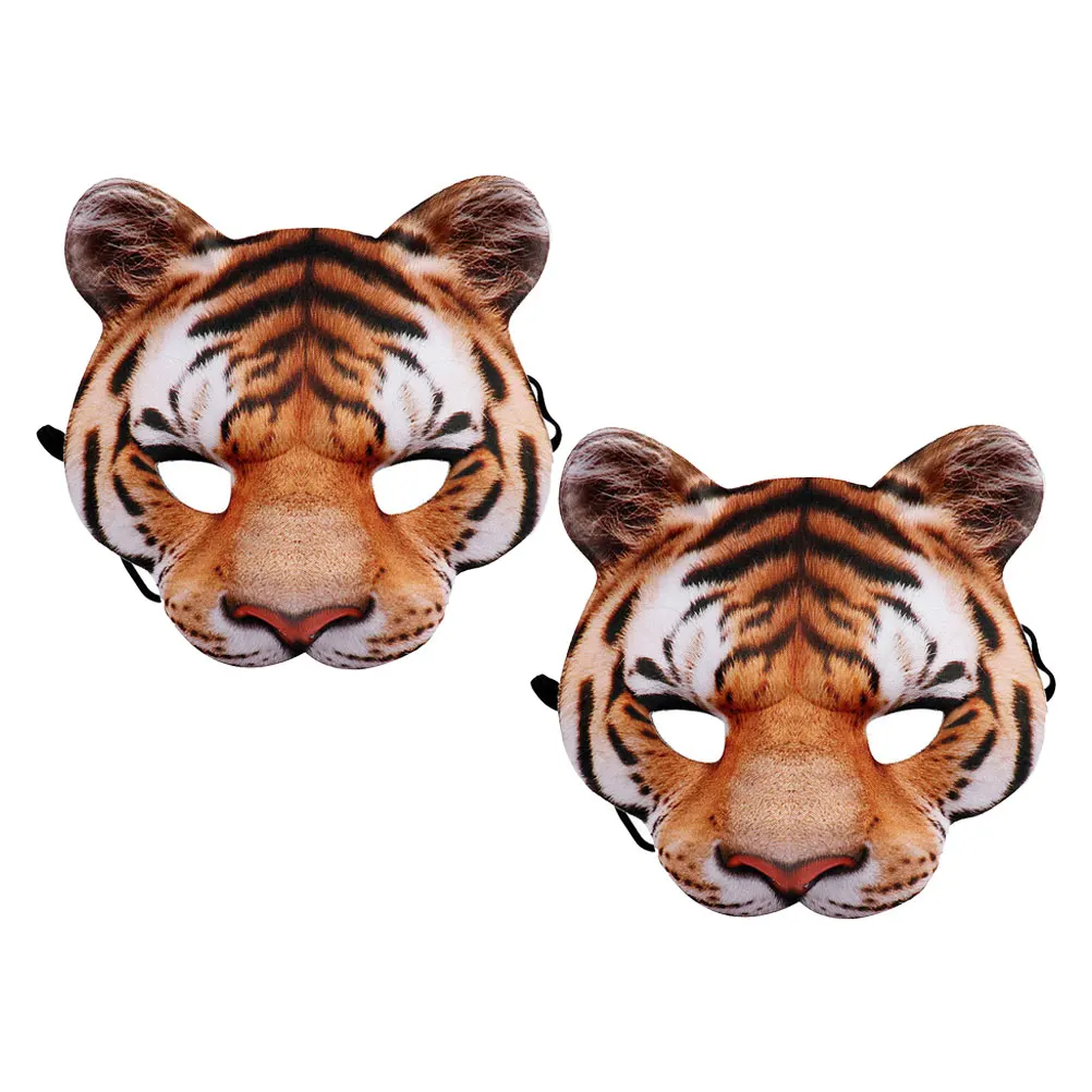 

2 Pcs Tiger Mask Novelty Costume Masks Animals for Party Vintage Halloween Eva Cosplay Props Miss