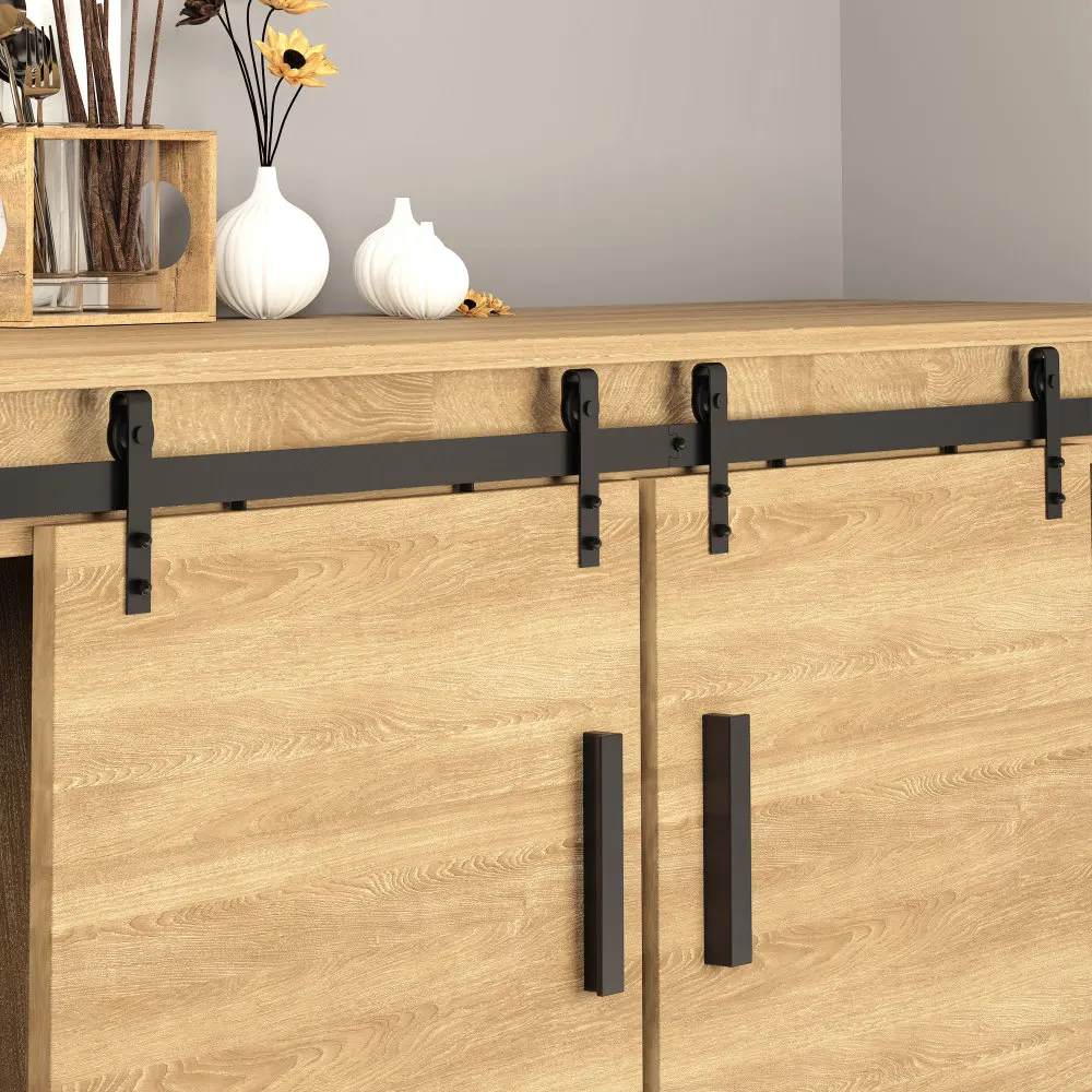 Schiebetürsystem pour Doppel-Holztüren Laufschiene mit Zubrifter aus 183x0,6x18cm فور مودرن Inneneinrichtungen