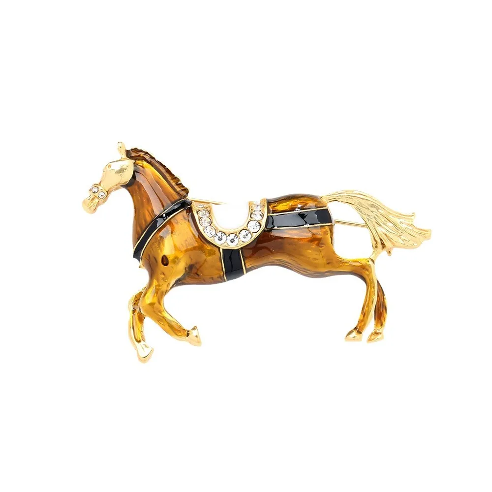 Medieval Vintage Personality Enamel Galloping Horse Brooch Animal Zodiac Pin Accessories Unisex Coat Suit Clothes Corsage