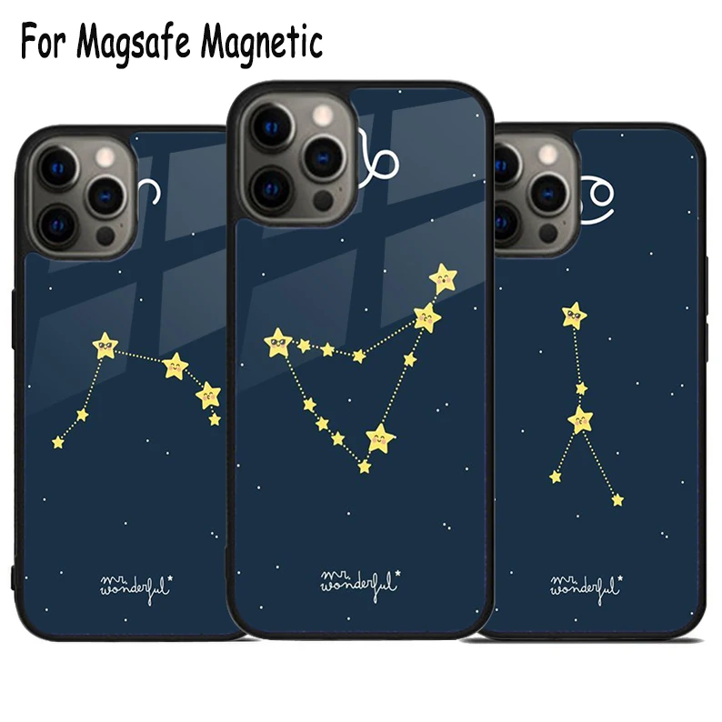 

Symbols and Names of the 12 Zodiac Signs Wireless Magsafe Phone Case For iPhone 15 16 14 13 11 12 Pro Max Plus Magnetic Cover