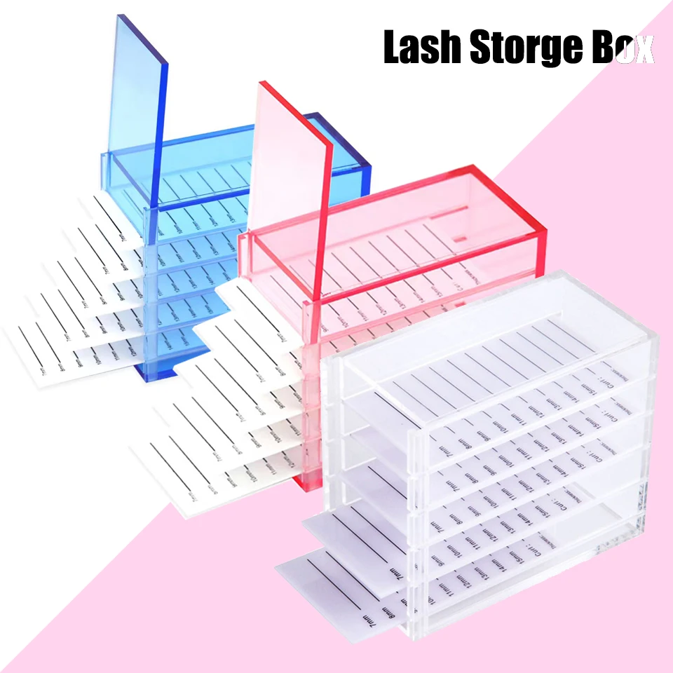 5 Layers Acrylic Lash Pallet Holder RED BLUE Clear False Eyelashes Storage Box Eyelashes Display Stand Organizer Training Kit