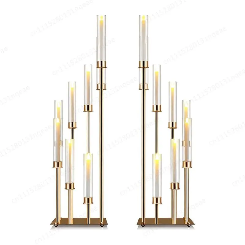 Gold Handmade Desktop Candlestick Christmas Wedding Center Decoration Acrylic Metal Party Birthday Ornament