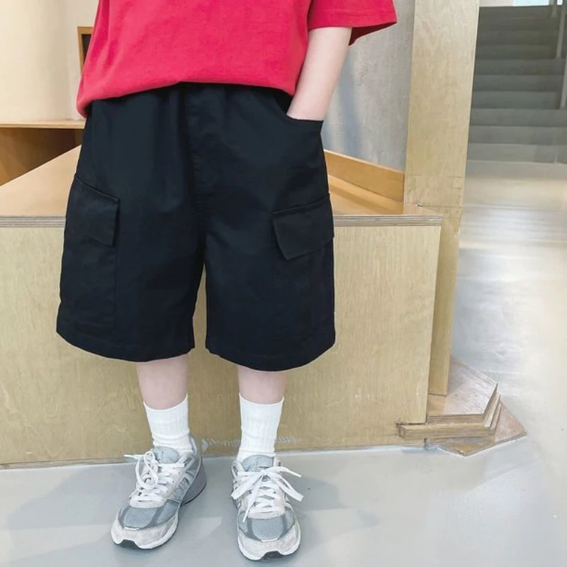 3-13Year Children Shorts Teenager Boys Shorts Summer Kids Knee Length Straight Shorts Boys Linen Cotton Capris Track Pant Casual