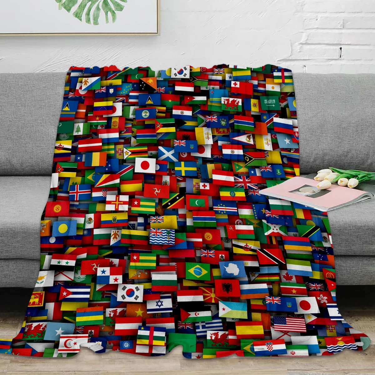 World Flag Blanket Warm Flannel Throw Blanket Flags of All Countries of The World Blankets for Bed Couch Sofa Home Decor Gifts