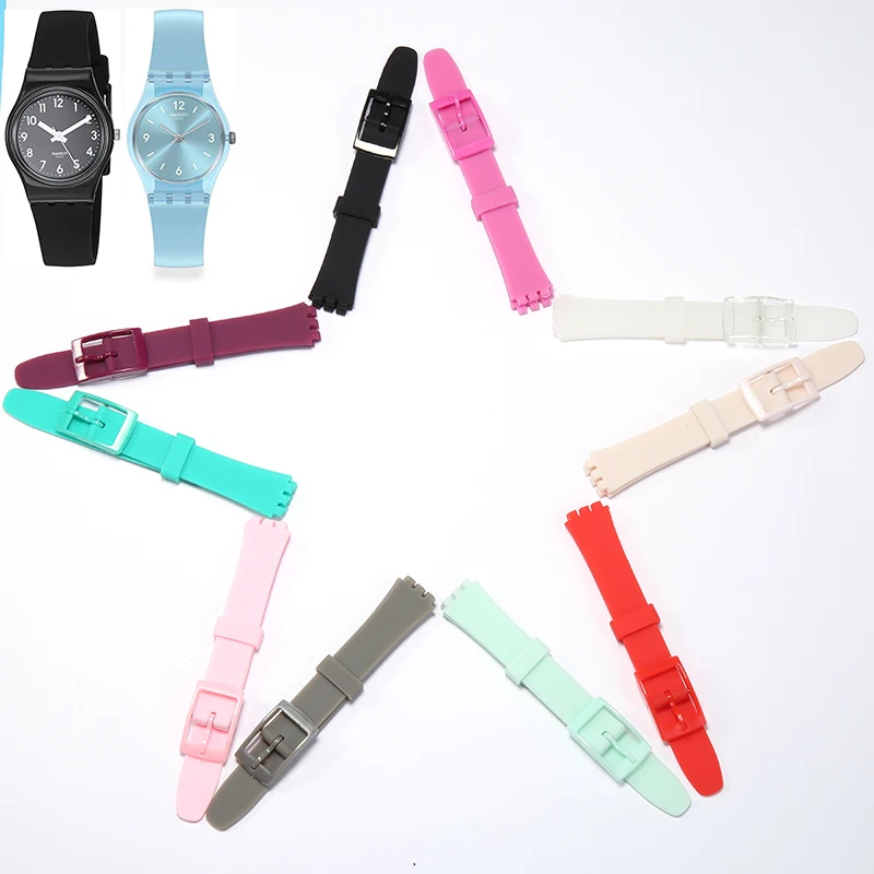 Soft Silicone Watchband Suitable For Swatch 12mm Girls Ladies Strap Colore Waterproof Wrist Bracelet Watch Accessories