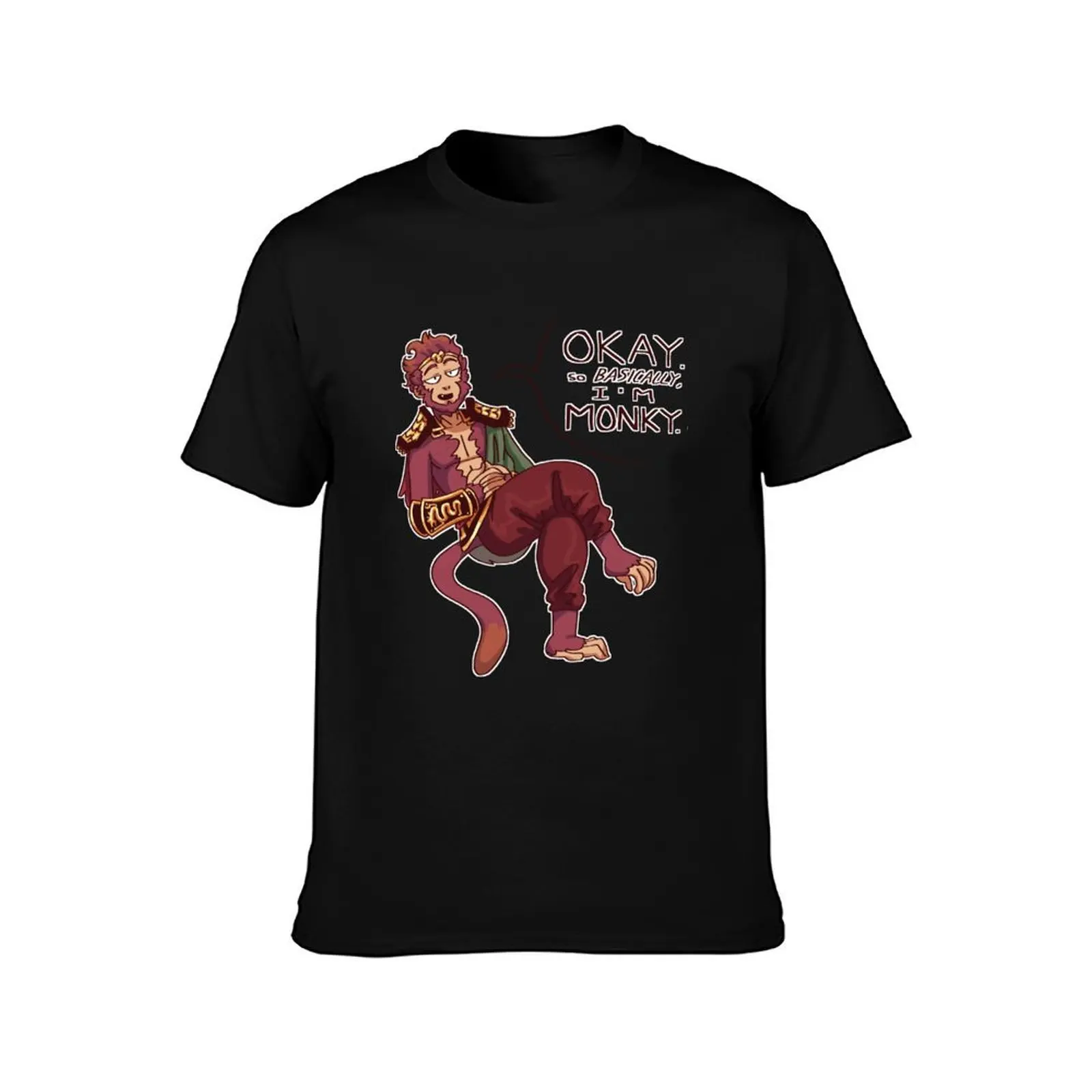 ok, so basically, im monky king T-Shirt, Summer Casual Cotton Tee, Oversized Streetwear Tops, Vintage Graphic Print, 100% Cotton