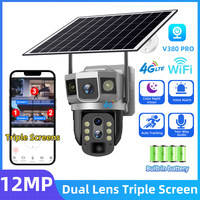 V380 Dual Lens 4G Camera Solar PIR Human Detection Night Vision Waterproof Security Video IP Camara 8MP 4K Battery CCTV Monitor