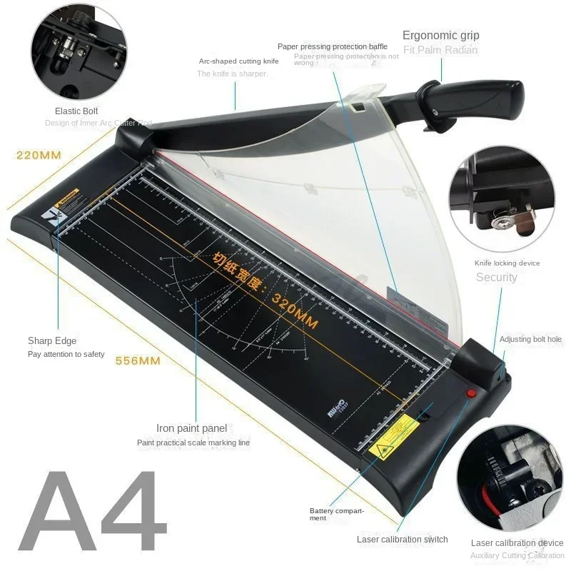 A4/A3 Laser Positioning Paper Cutter Can Simultaneously Cut 10 Sheets of Paper, Suitable for Professional Office Use