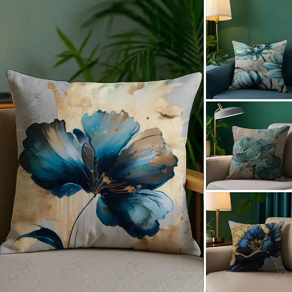 

Oil Painting Floral Elegant Pillow Case Custom Printed Brushed Fleece Pillow, Baby Skin-Touch, Eco-Friendly Dye-Sublimation Cush