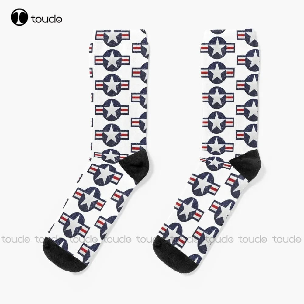 

U.S. Military Aviation Star National Roundel Insignia Socks Football Socks Men 360° Digital Print Street Skateboard Socks 1Pair