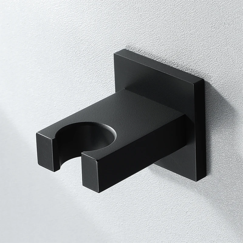 Matte Black Wall Mounted Shower Base Without Water Inlet Copper Square Handheld Shower Head Handheld Spray Bracket
