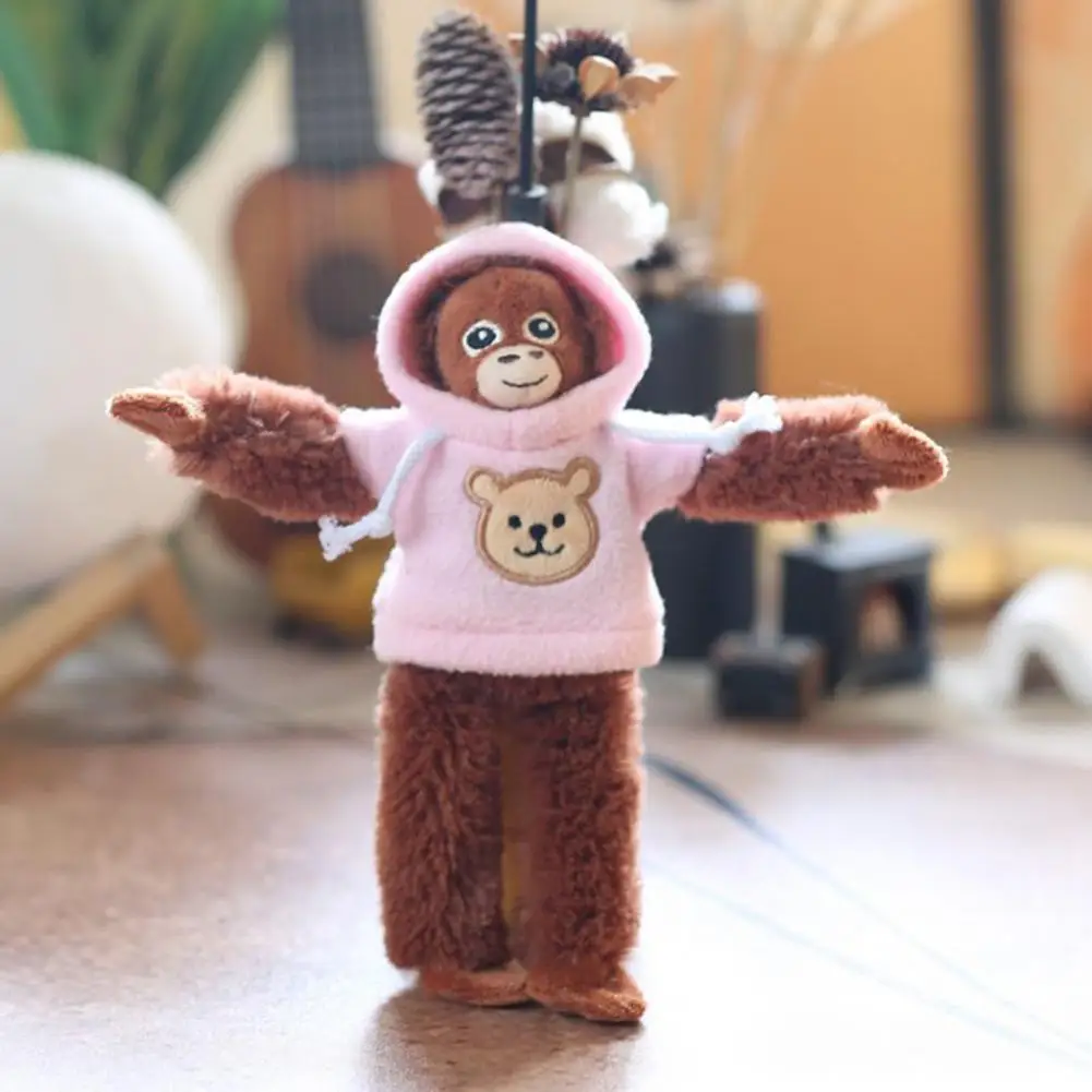 Doll Pendant Plush Monkey Fun Schoolbag Decoration Adorable Plush Monkey Keychain with Removable Hoodie Soft Bag for Boys