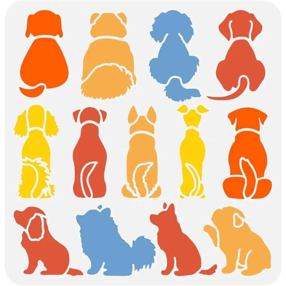 Dog Stencil 11.8x11.8 inch Puppy Dog Sitting Stencils Template Plastic Dog Pattern Stencil Large Reusable Dog Sitting Stencils