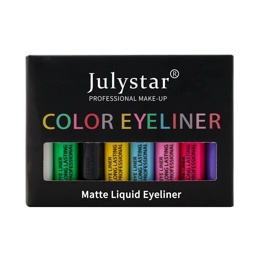 8 ชิ้น/กล่องอายไลเนอร์กันน้ํา Liquid Matte Quick-Drying Eye Liner Make Up สีสันอายไลเนอร์ปากกาแต่งหน้าเครื่องสําอาง