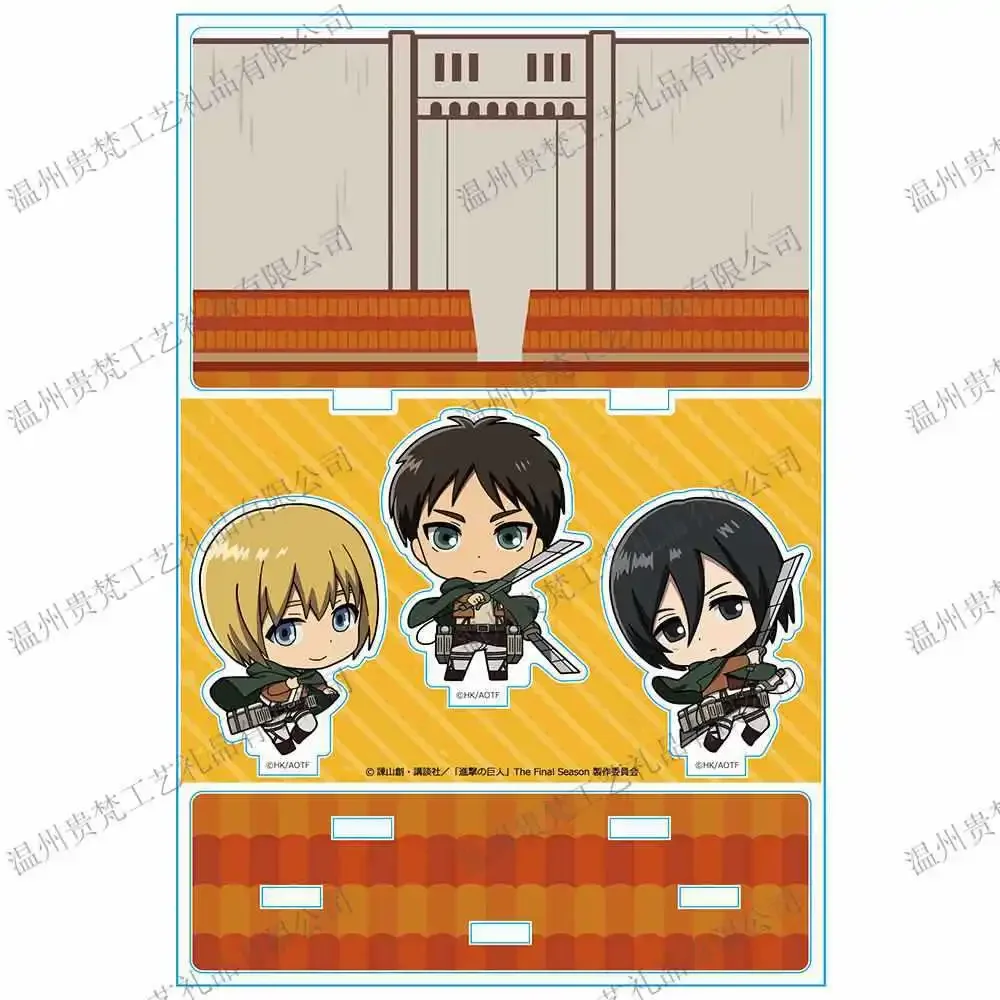 Attack on Titan Anime Levi Eren Mikasa Action Figure Doll Acrylic Stand Model Plate Cosplay Toy 3 Figures Set