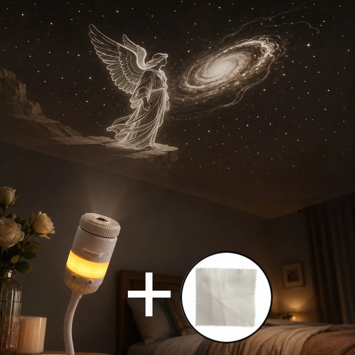 Galaxy Decor Projector Night Light, USB 2-in-1 Ceiling Star Lamp with 7 Films & Lens Cleaner,Adjustable Focus for Kids RoomDecor