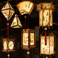 Retro Style Chinese DIY Palace Lantern Portable Blossom Flower Light Lamp Party Glowing Lanterns for Mid-autumn Festival Gift