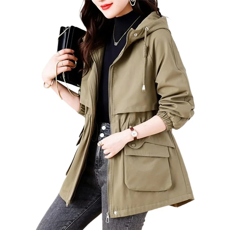 New Spring Fall Women Jackets Windbreaker Female Hooded Casual Basic Coat Korean Loose Zipper Jacket Outerwear Gabardina Mujer