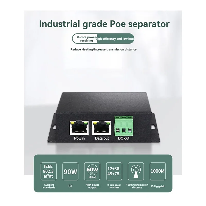 

Настоятельно рекомендуется-промышленный 2 порта Gigabit BT90W Poe Выходная мощность 12 В/24 В Поддержка IEEE802/3AF/AT/BT 90 Вт