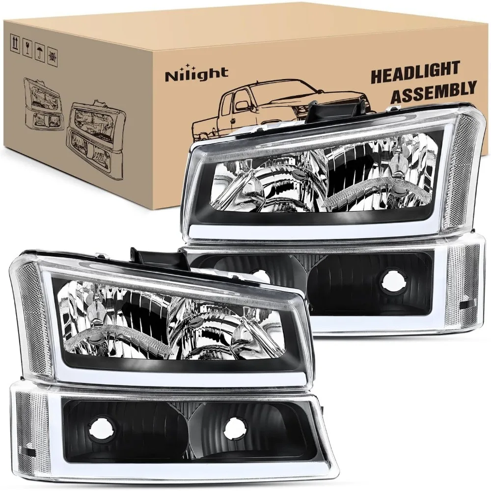 

Headlights Assembly LED DRL for 2003 2004 2005 2006 Chevy Silverado Avalanche 1500 2500 3500/2007 Chevrolet Silverado Classic H