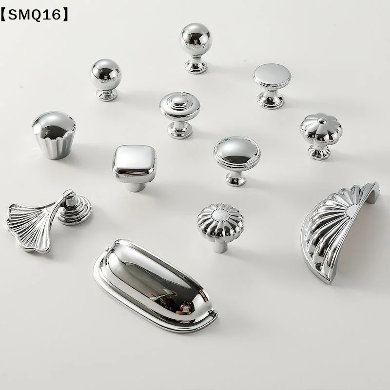 1Pcs Minimalist Bright Chrome Silver Drawer Single Hole Knob Zinc Alloy French Wardrobe Handle Luxury Solid Cabinet Pull【SMQ】
