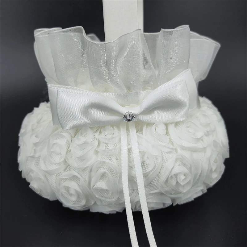 Flower Girl Basket Ceremony Love Case Satin Basket Storage Candy Small Gift Confetti Card Container Party Wedding Decoration