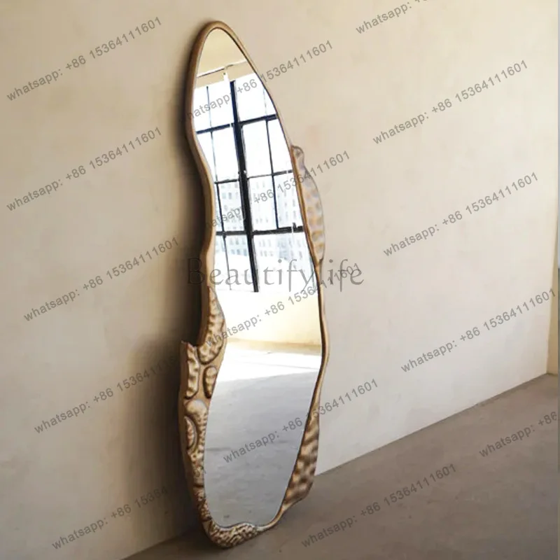 

French special-shaped frame floor mirror light luxury high-end full-body mirror home