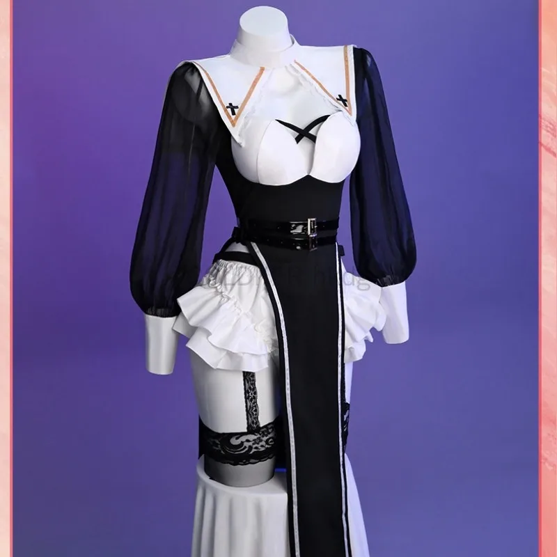 

Sexy Nun Cosplay Halloween Costume for Women Uniform Set Party Adult Nun Dress Stage Performance Dress