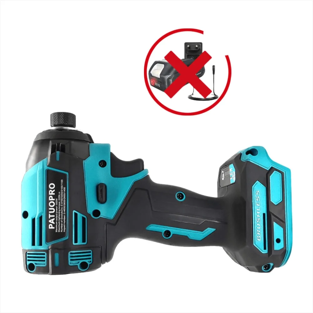 

PATUOPRO 1/4 дюйма бесщеточная электрическая отвертка 4-скоростная беспроводная ударная отвертка перезаряжаемый электроинструмент для батареи Makita 18 В