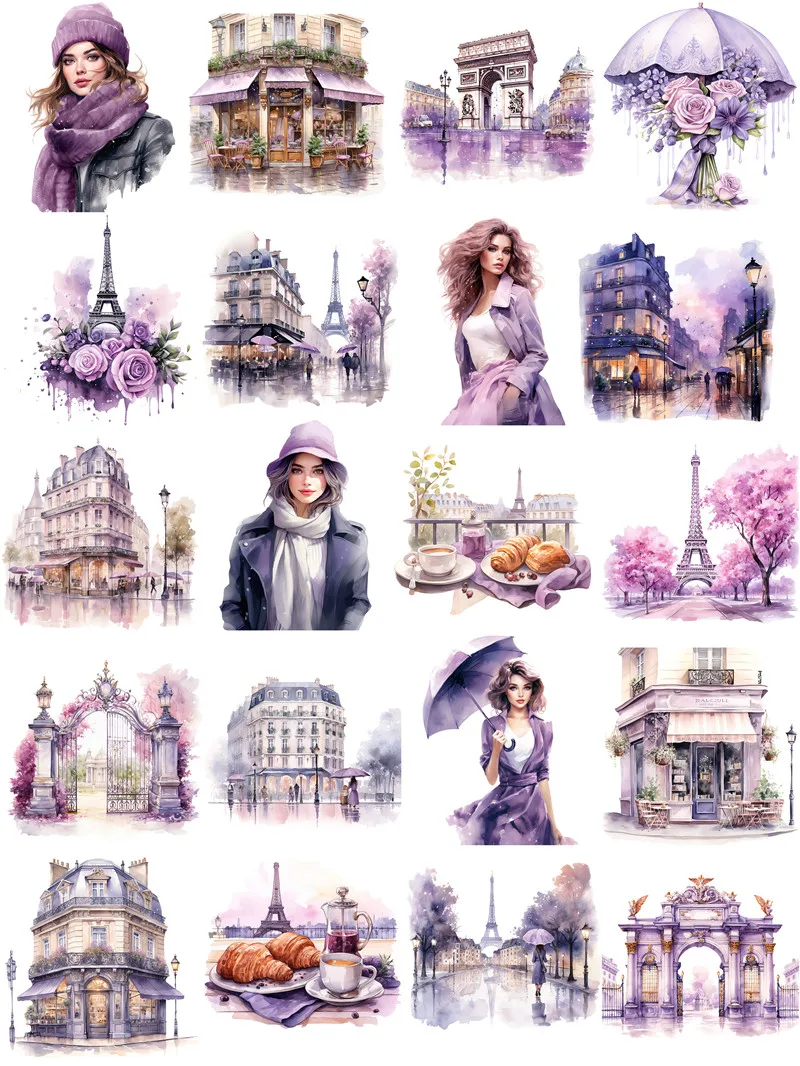 Purple Paris Stickers Crafts And Scrapbooking stickers kids toys book Decorative sticker DIY Stationery