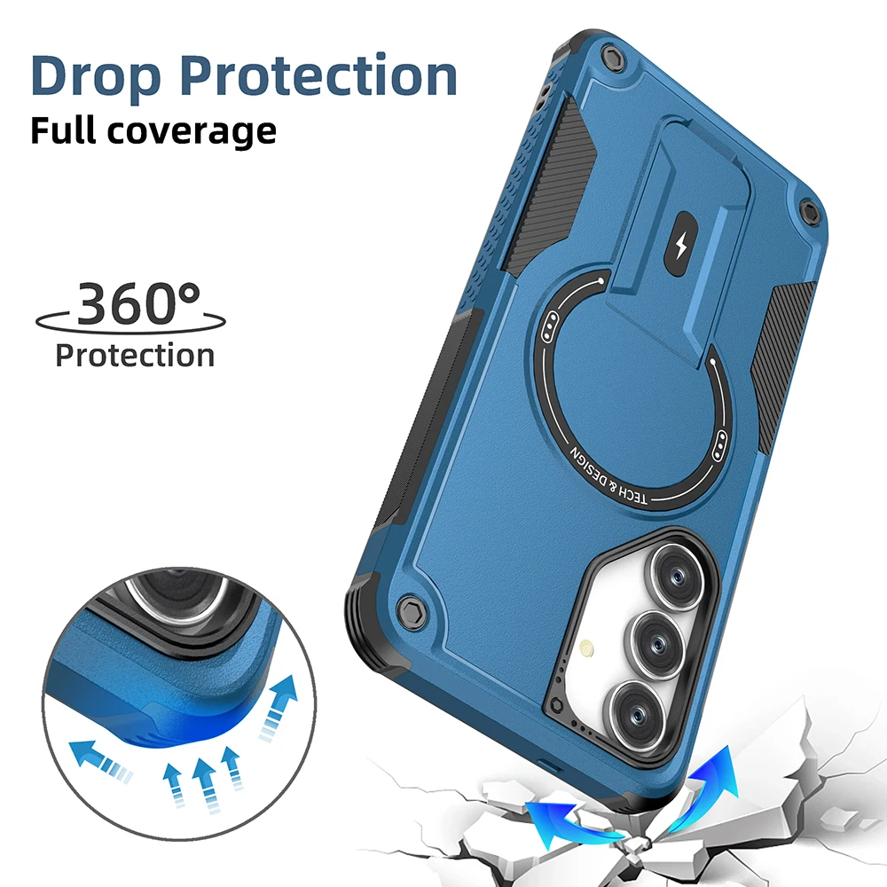 Antislip draadloos opladen case voor Samsung Galaxy S25 FE Edge S24 Ultra Plus A17 A56 A36 A16 A26 A35 A55 A15 A54 A14 telefoon tas