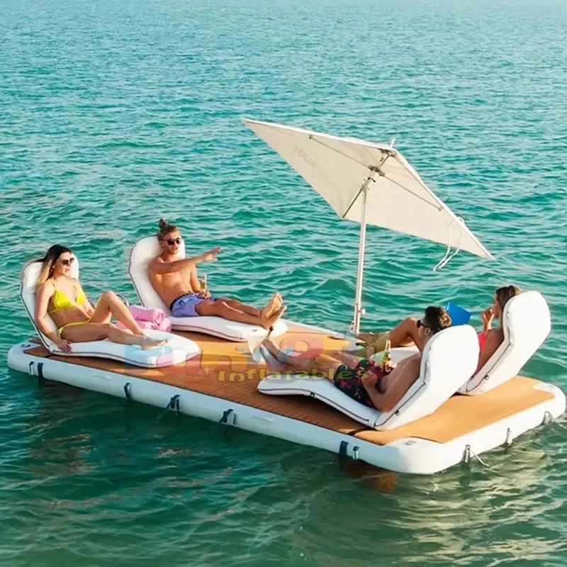 Non-Slip Airtight Yacht Platforms Water Floating Mat Inflatable Dock with Pump for Lake