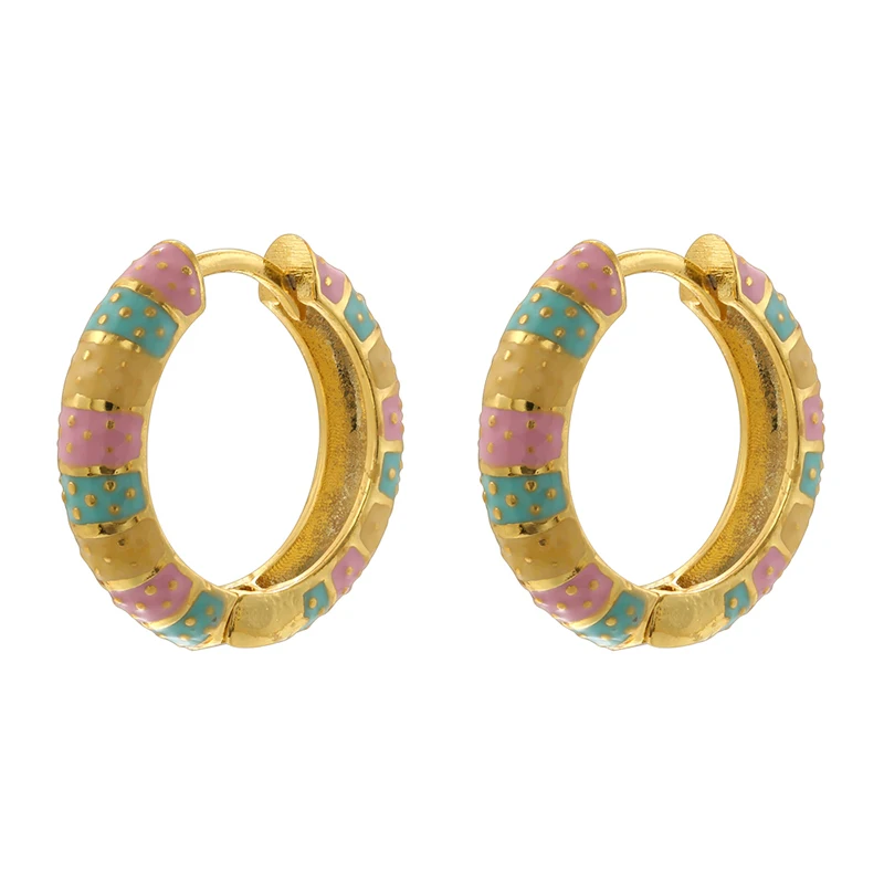 ZHUKOU Bohemian Ethnic Oil Drip Crafted Colourful and Vibrant Women\'s Earrings 1 pair: VE1385