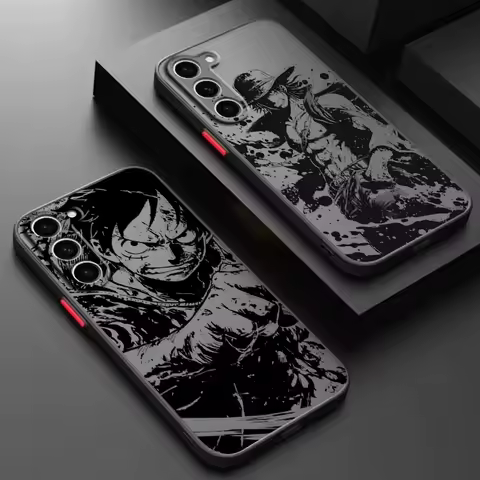 Trend One Piece Luffy Zoro Phone Case For Samsung Galaxy S25 S24 S23 S22 S21 S20 S10 S9 Ultra Plus FE 5G Frosted Translucent