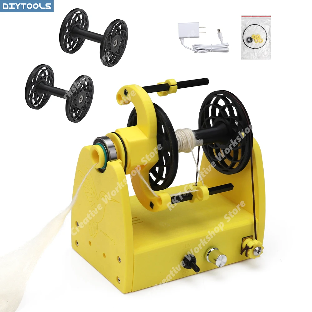 

Compact Versatile Spinning Wheel Home Use Electric Yarn Anytime Anywhere Mini Spinner Holder Hair Winding Twist Pet Cat Dog Fur