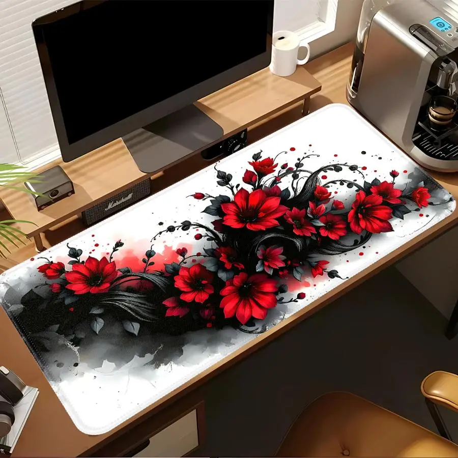 

Mouse Pad Desk accessories office Pad Game Console Pad Computer Laptop Pad Keyboard Mouse Pad Waterproof Red Flower Butterfly
