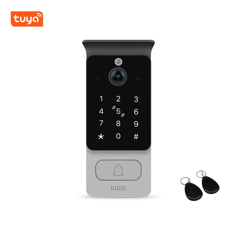 هاتف Tuya Smart 2MP IP Video Door مع شاشة لمس 10 بوصة ومواد معدنية تتميز بالتحكم في الوصول إلى البطاقة الممغنطة