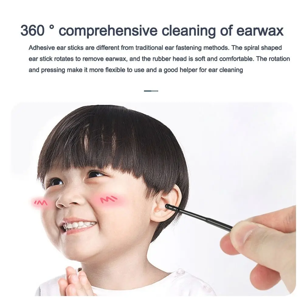20/40/60/100 قطعة المتاح الأذن نظافة العصي ذاتية اللصق لينة لزجة الأذن عصا 360 درجة دوران الأذن قطف ملعقة #4