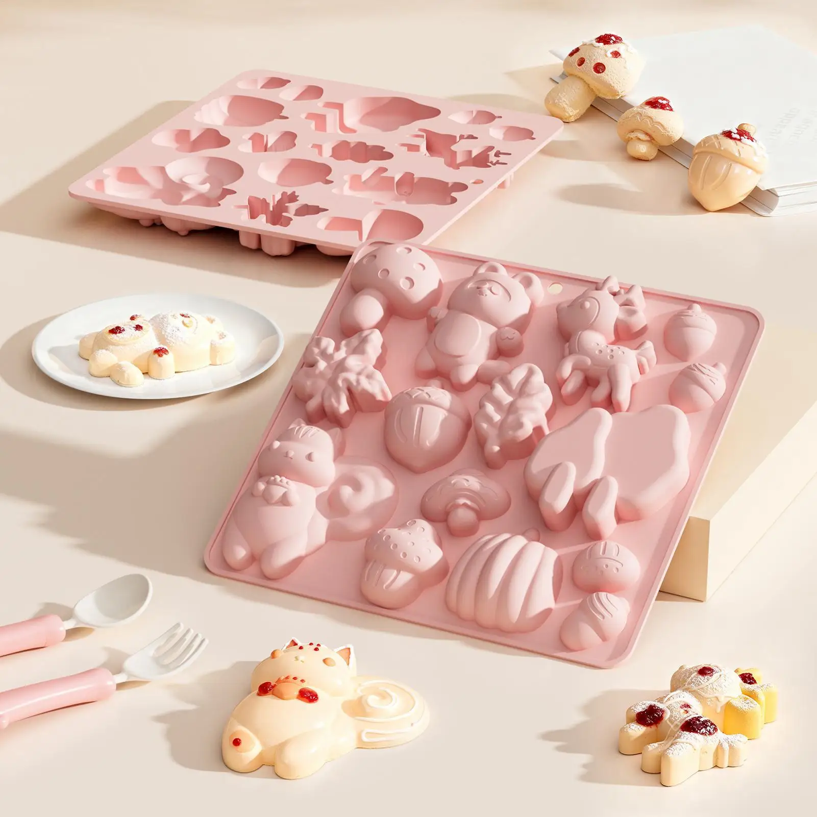 Silicone Candy Molds Animal Non-stick Leaves Acorn Thanksgiving Mould Silicone Baking Molds for Chocolate Gummy Candy Soap