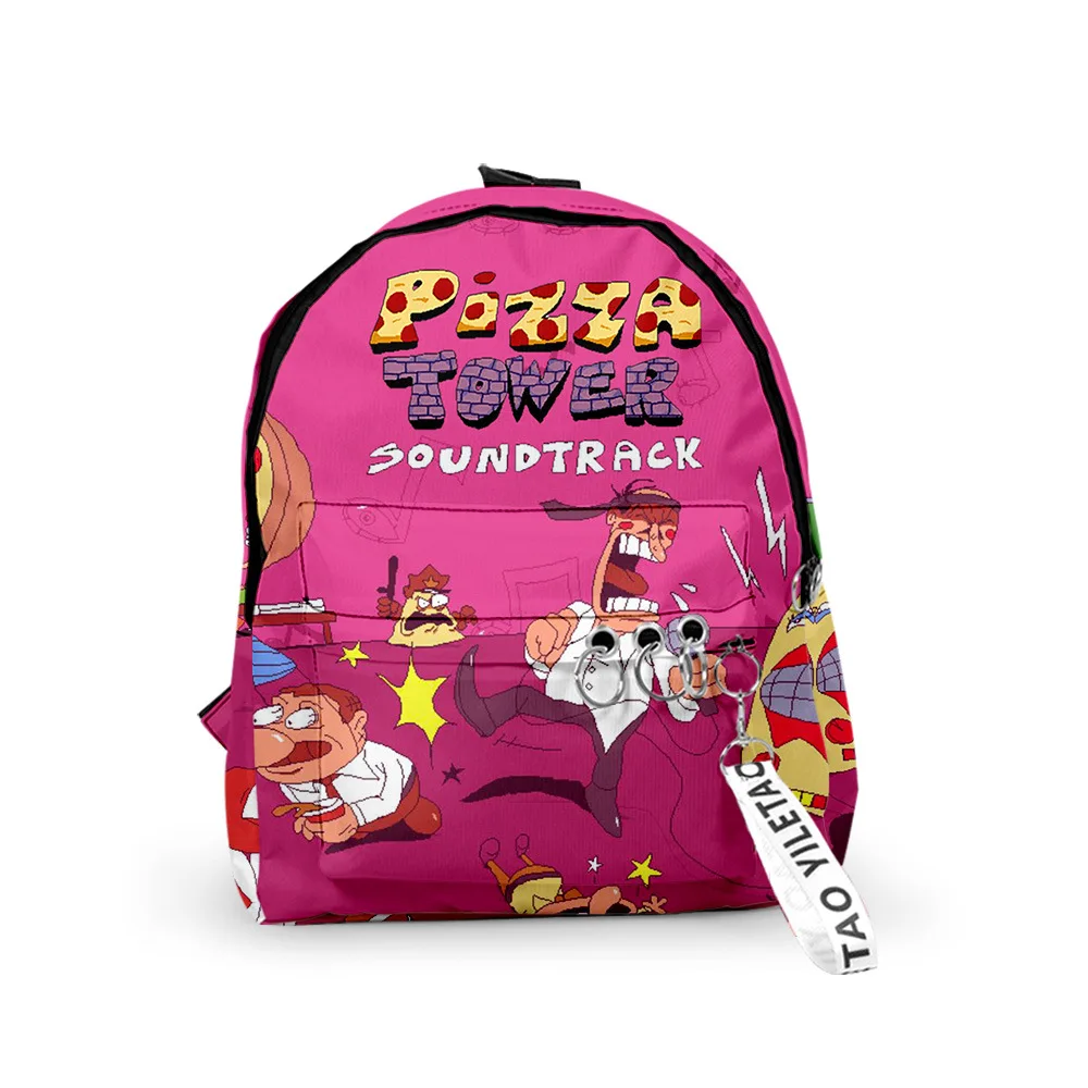 

Classic Popular Pizza Tower Pepperman Backpacks Boys/Girls School Bags 3D Print Keychains Oxford Waterproof Cute Small Backpacks