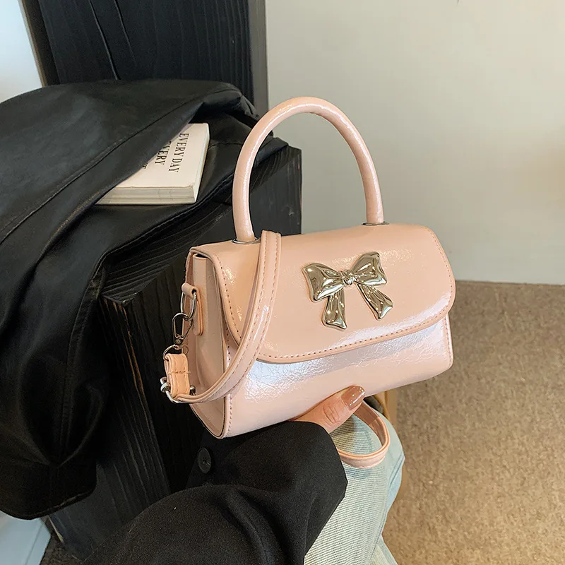 2024 Spring Ins Bow Decorative Handbags All-Match Shoulder Messenger Bag Western Style Gentle Small Square Bags for Women image 5