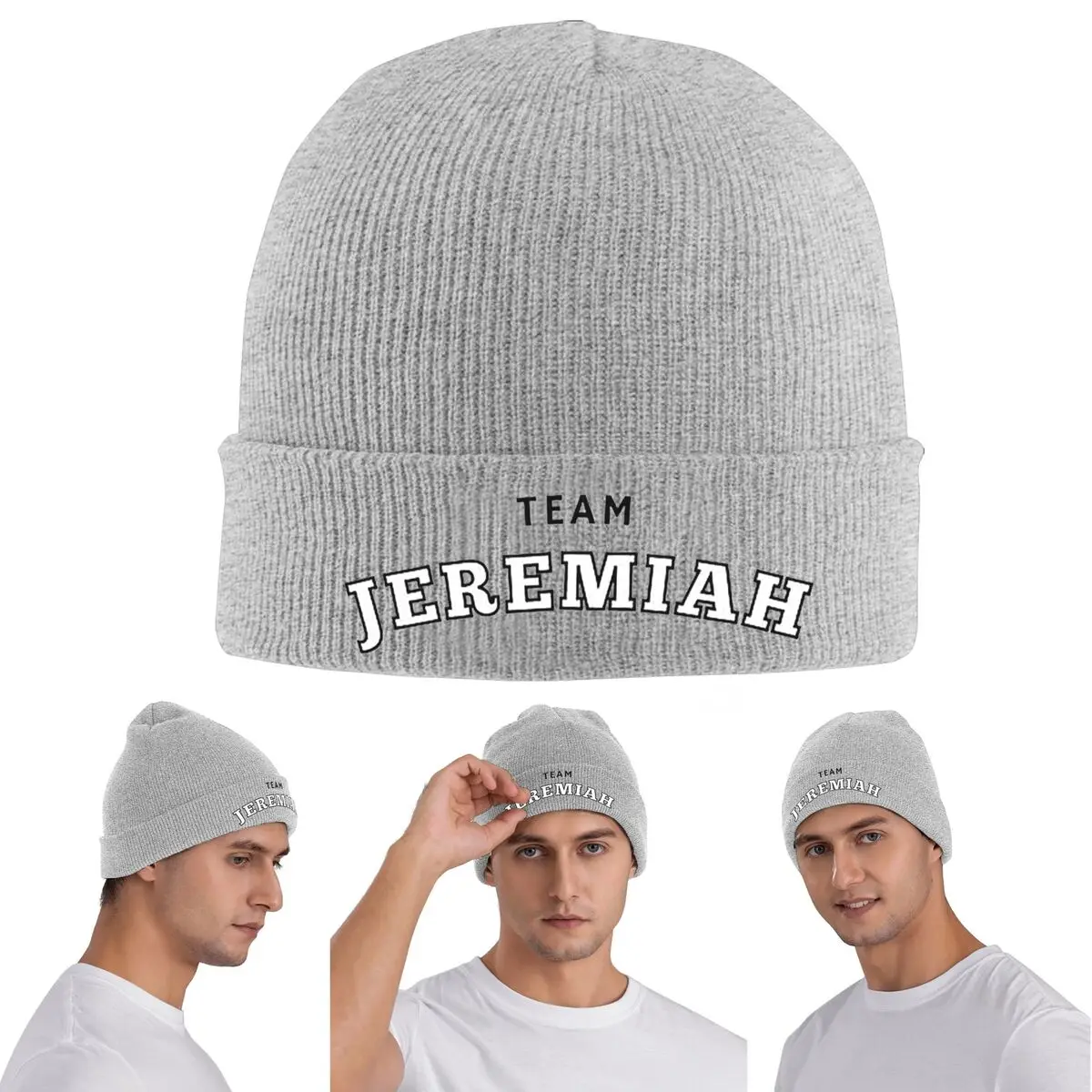 

Теплая вязаная шапка Team Jeremiah, зимняя вязаная шапка с капюшоном, шапки Skullies, шапки в стиле хип-хоп для унисекс