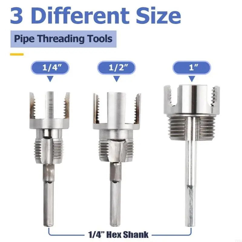 Electric Drill Compatible PVC Pipe Threader PVC Thread Maker Tool for Electric Drill, 1/2