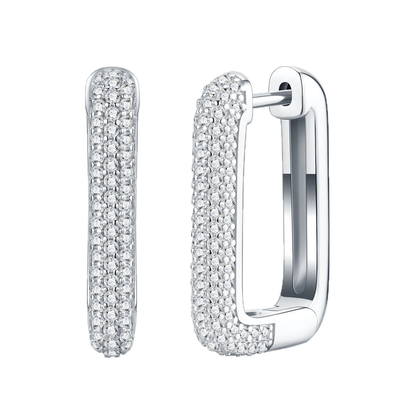 

S925 Sterling Silver Straight Bar Earrings Certified Moissanite Women Light Luxury Personalized Fashion High-End Jewelry Gift