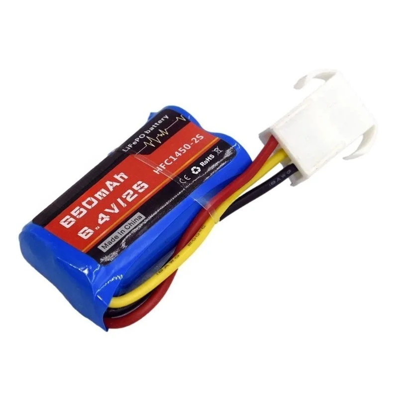

1X Suitable for remote control car speedboat 6.4V 2S 650mAh LiFePO battery EL4.5-3P female P-TO-R-