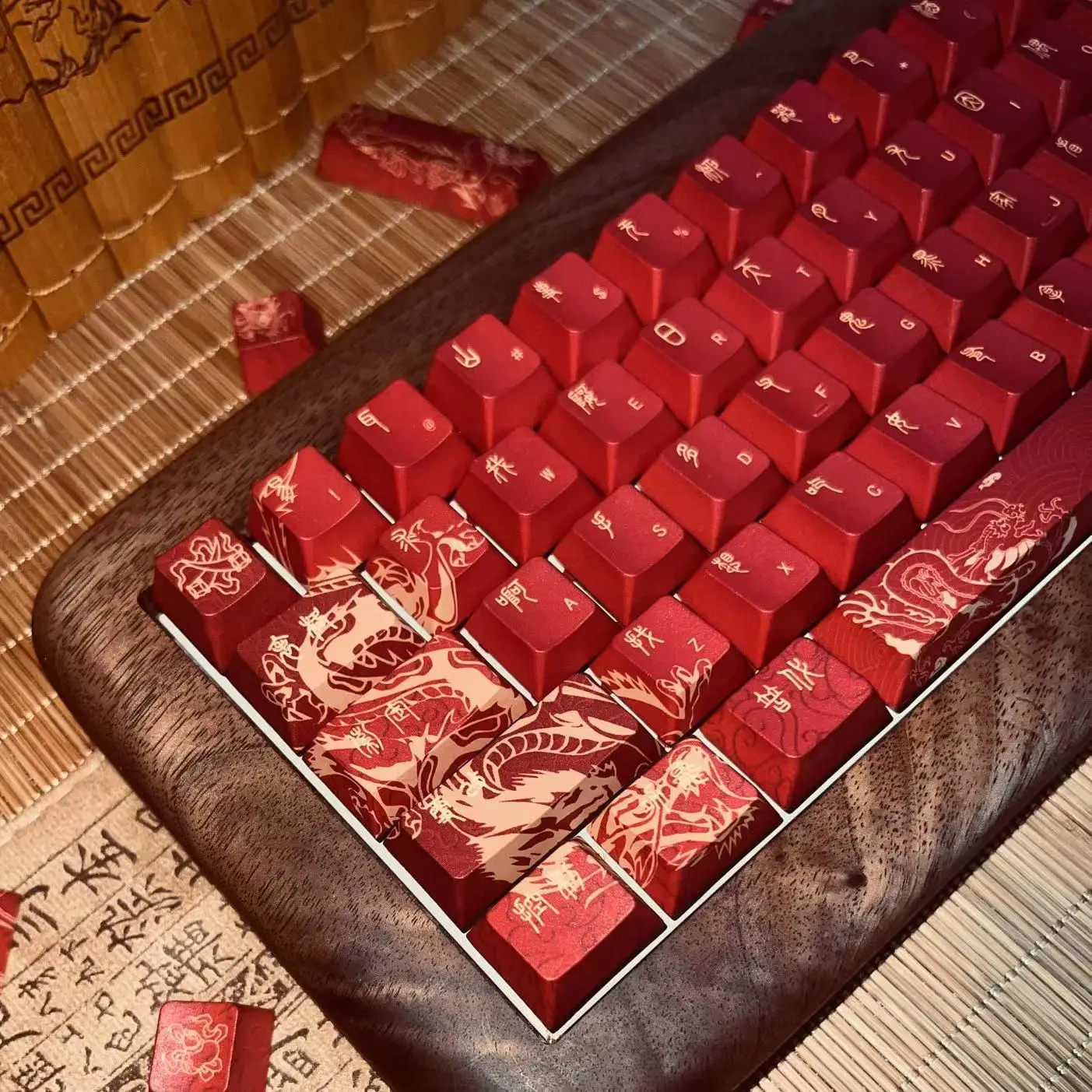 Колпачок клавиш Longfeng Chengxiang, год дракона из красного золота, оригинальная заводская адаптированная съемная магнитная ось